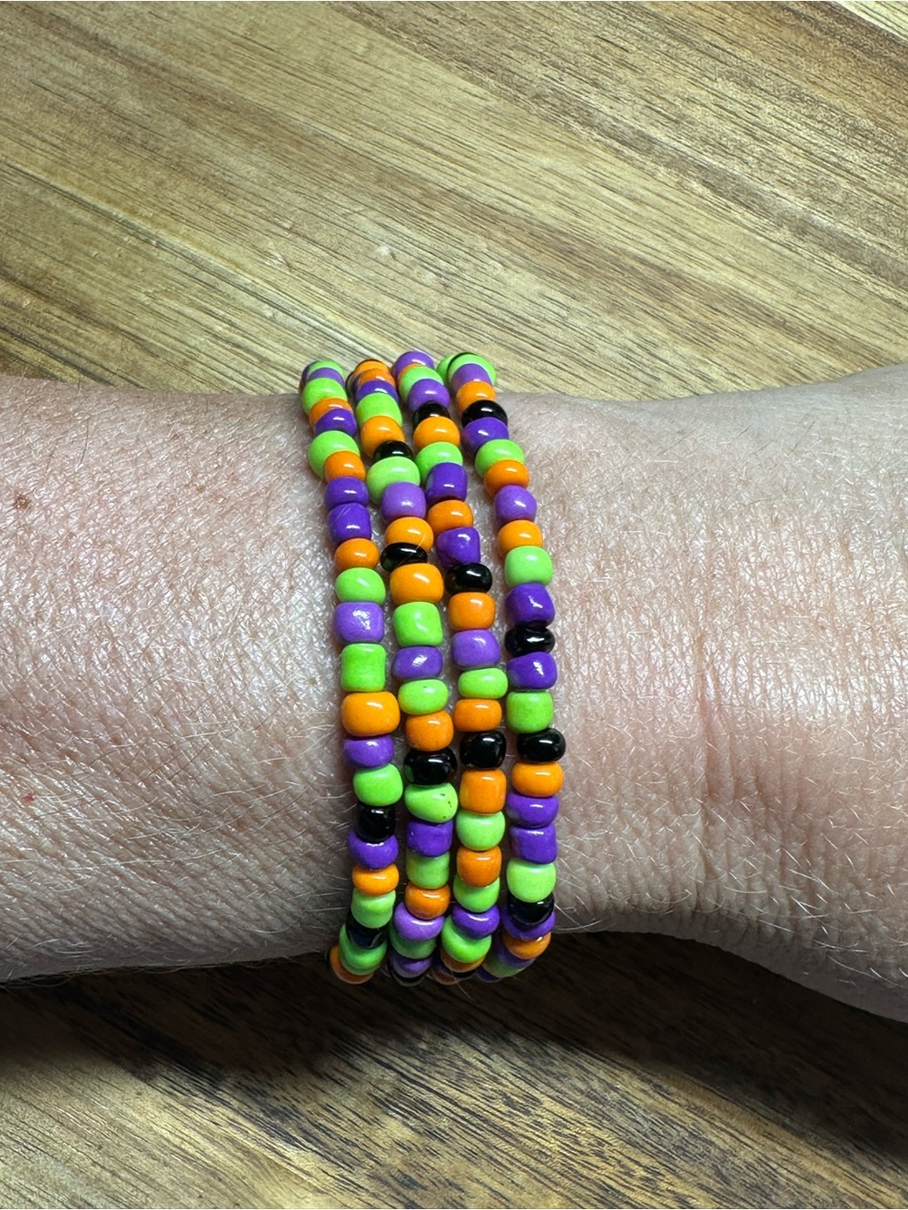 Handmade beaded stretch bracelets Halloween colors